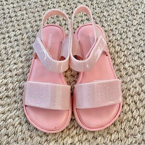 Mini Melissa Pink Glitter Slingback Sandals for Kids